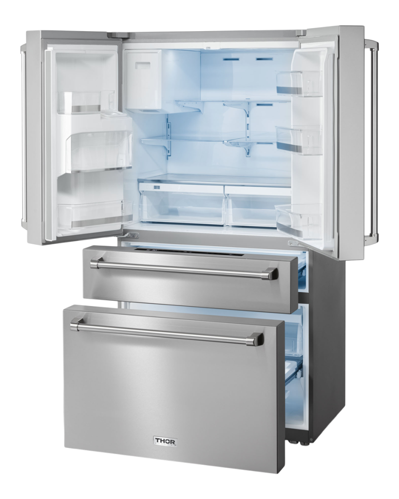 THOR Kitchen 36 Inch Professional French Door Refrigerator With Ice And Water Dispenser  (TRF3601FD)