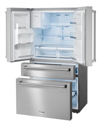 THOR Kitchen 36 Inch Professional French Door Refrigerator With Ice And Water Dispenser  (TRF3601FD)