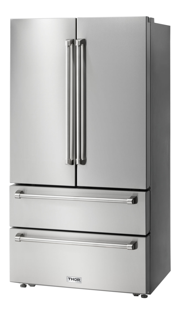 THOR Kitchen 36 Inch Professional French Door Refrigerator With Freezer Drawers Model (TRF3602)