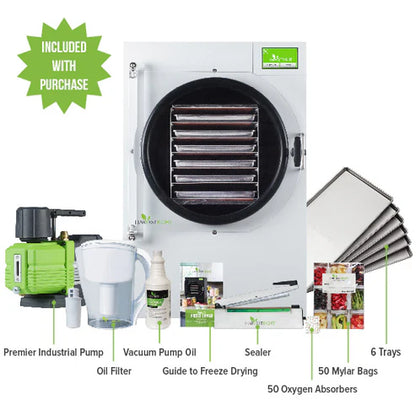Harvest Right Large Home Pro Freeze Dryer with XL Premier Vacuum Pump, 6 Trays and Mylar Starter Kit in White (N-HRFDLWH-PP)