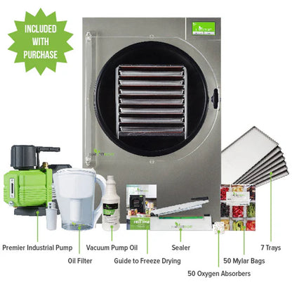 Harvest Right X-Large Home Pro Freeze Dryer with XL Premier Vacuum Pump, 7 Trays and Mylar Starter Kit in Stainless Steel