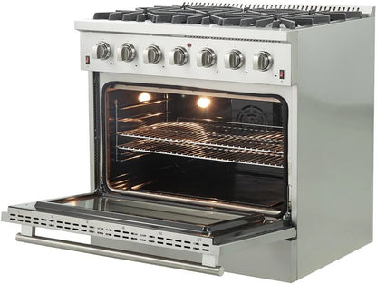 Forno Appliance Package - 36" Gas Range, Dishwasher, 36" Refrigerator