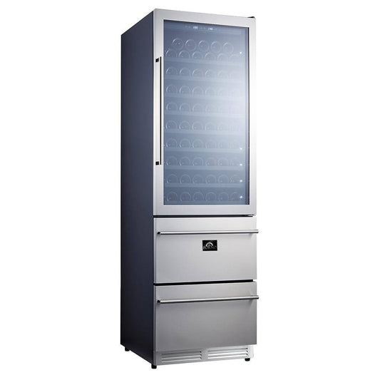 Forno Azienda Dual Temperature Zone 24''  Wine Cooler 108 Bottles with two refrigerated drawers (FWCDR6628-24S)