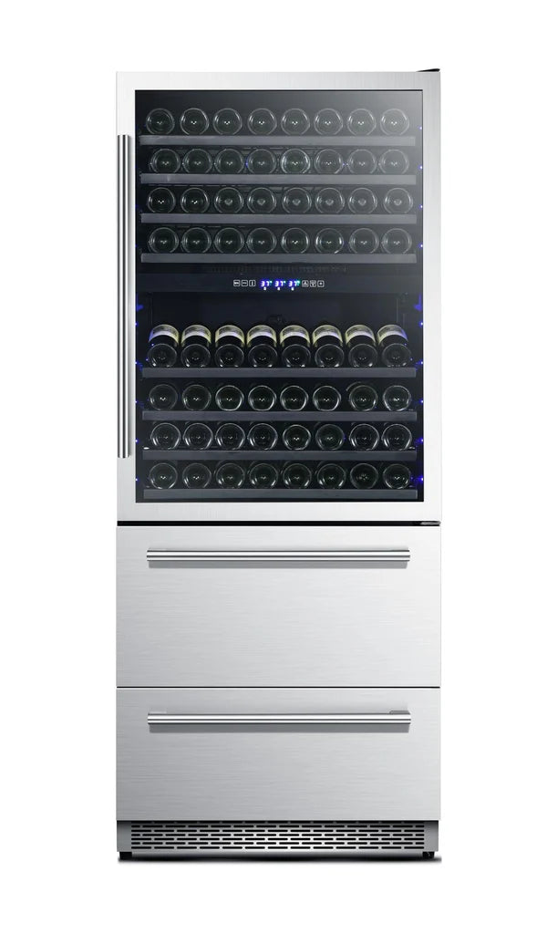 Forno Capraia  30" Dual Temperature Zone Wine Cooler with two Refrigerator Drawers