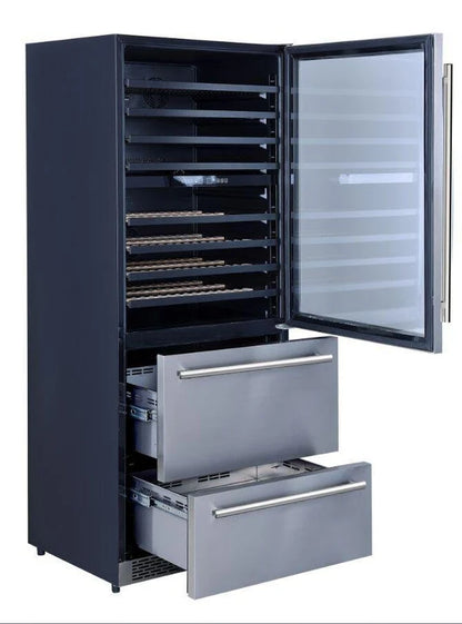 Forno Capraia  30" Dual Temperature Zone Wine Cooler with two Refrigerator Drawers