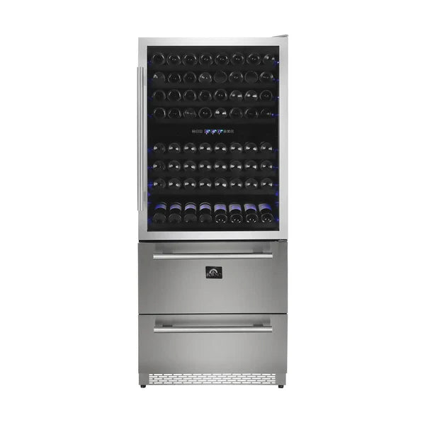 Forno Capraia  30" Dual Temperature Zone Wine Cooler with two Refrigerator Drawers