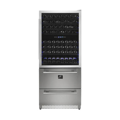 Forno Capraia  30" Dual Temperature Zone Wine Cooler with two Refrigerator Drawers