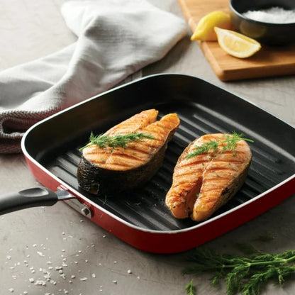 Tramontina EveryDay 11-in Aluminum Nonstick Square Grill Pan Red